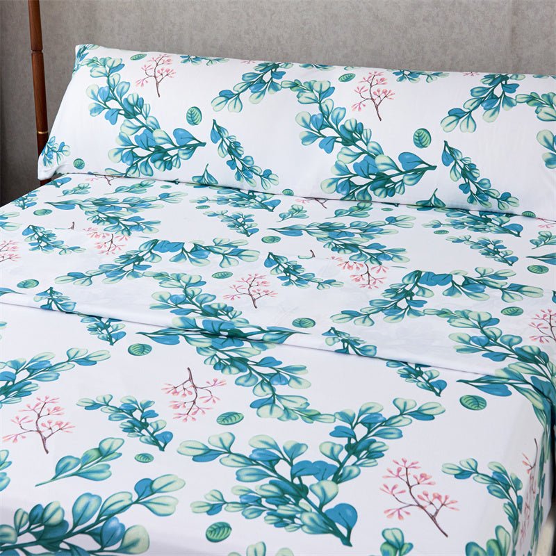 Imagen de Juego Sábanas Estampada para Cama 3 Piezas Sábana Bajera Ajustable, Encimera, Funda de Almohada 5 en color Cama 90 de Meishida